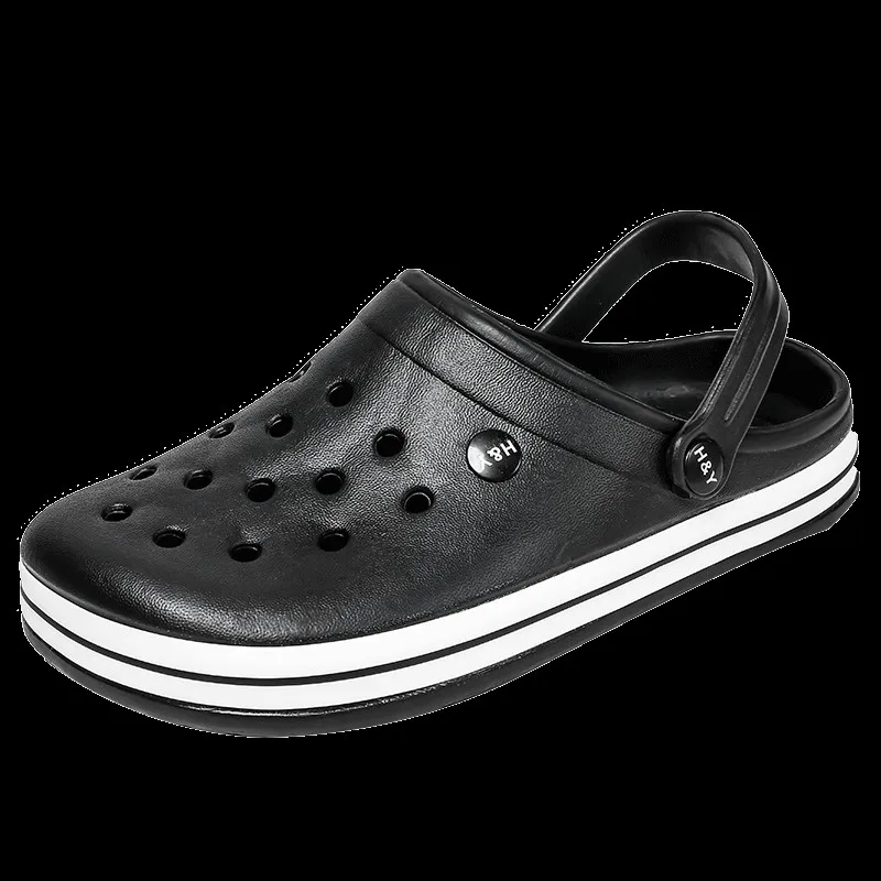 

Men Sandals Summer Hole Shoes Rubber EVA Garden Shoes Blue Hard Cro Beach Flat Men Slippers