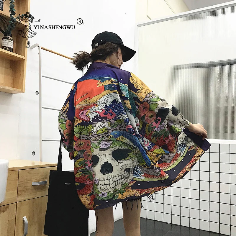 Кимоно кардиган Мужское кимоно Femme Yukata Harajuku японское кимоно летнее журавль кимоно с рисунком тонкая рубашка Азия Кимоно костюмы косплей