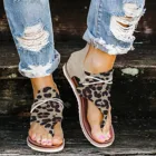 Сандалии TELOTUNY женские с леопардовым принтом, Повседневная пляжная обувь на плоской подошве, со шнуровкой, декорированная молнией, лето 2021