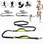 Светоотражающий Поводок для собак и кошек, регулируемый, свободные руки, металлический, D-образный