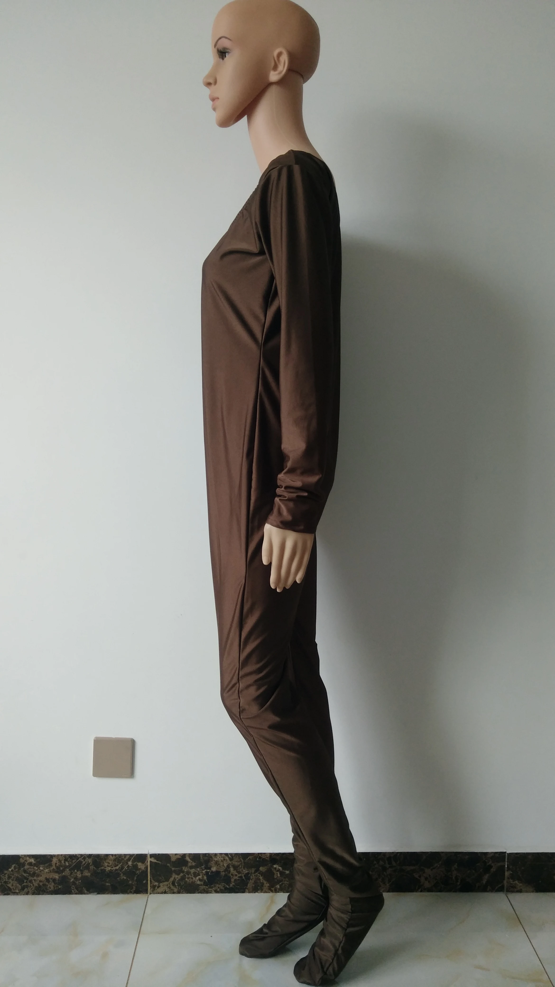 Темно коричневый женский комбинезон из спандекса костюмы для девочек