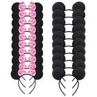 12 шт. уши Минни-Маус однотонные черные розовые ранние костюмы Роскошная ткань с ушками Микки Мауса повязка на вечерние для вечеринки Подарки