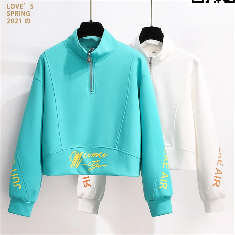 

Sweatshirt 2021 new small women's short spring and autumn thin style of the age of foreign style, all-match early spring tops