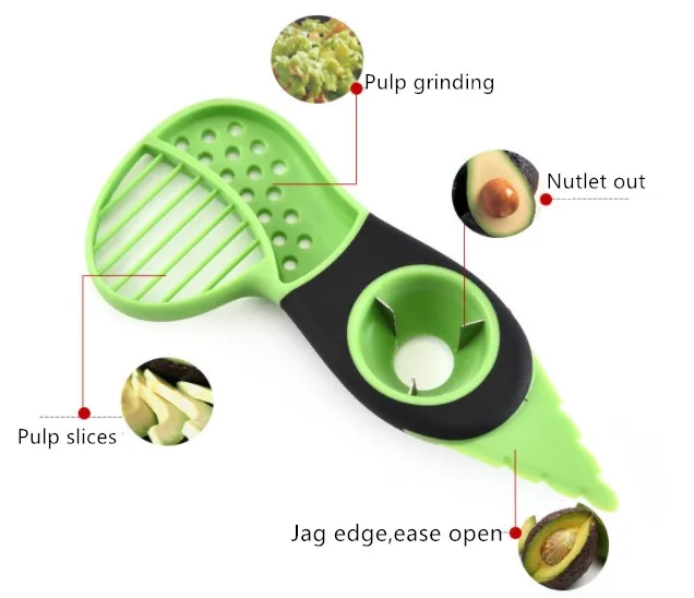 

Avocado Cutter Slicer Butter 3 In 1 Silicon Grip Pitter Peeler Kichen gadget inteligentes vegetable fruit Knife Split