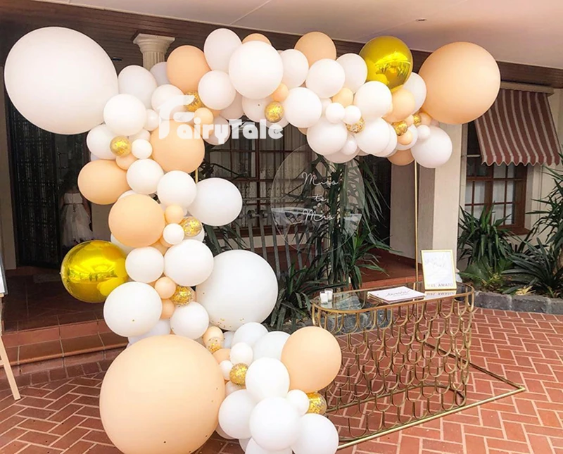 

Pastel Cream Peach White Latex Balloons Garland Arch 146pcs Gold 4D Balloon Baby Shower Birthday Wedding Anniversary Party Decor