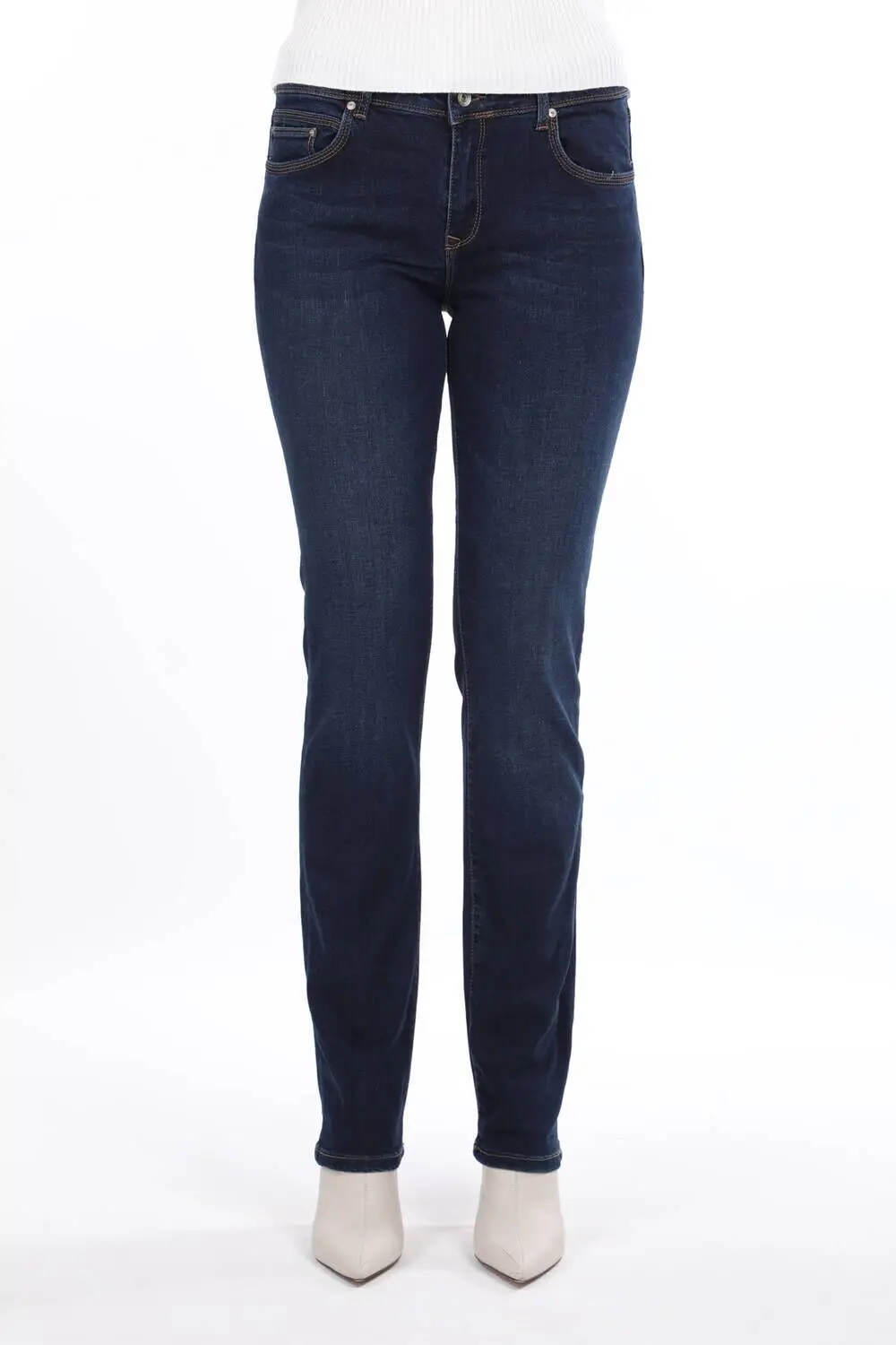 

Blue White Women Regular Fit Navy Blue Jean Pants
