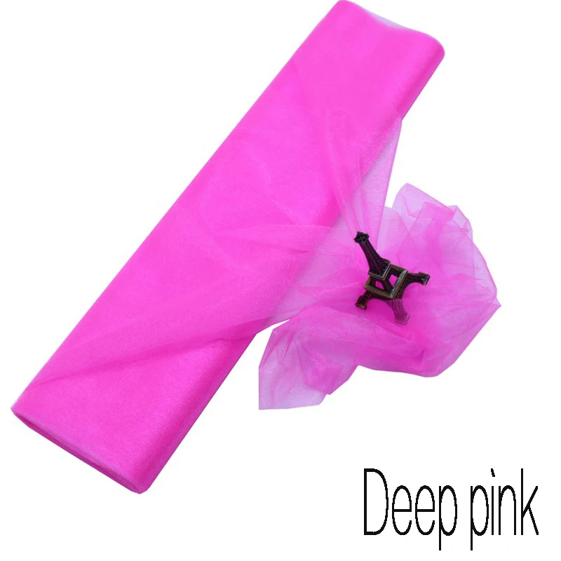 Deep pink 10 м/рулон, 48 см, тюль, рулон, ткань, катушка, пачка, прозрачная органза, тюль для дома, свадебное украшение, для детского душа, сделай сам, рубашка, ремесло - Цвет: Deep pink
