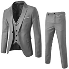 Мужской облегающий костюм-тройка, деловой пиджак для свадьбы и вечеринки, жилет и брюки, блейзеры, осенняя мода, блейзер, куртка, деловая одежда