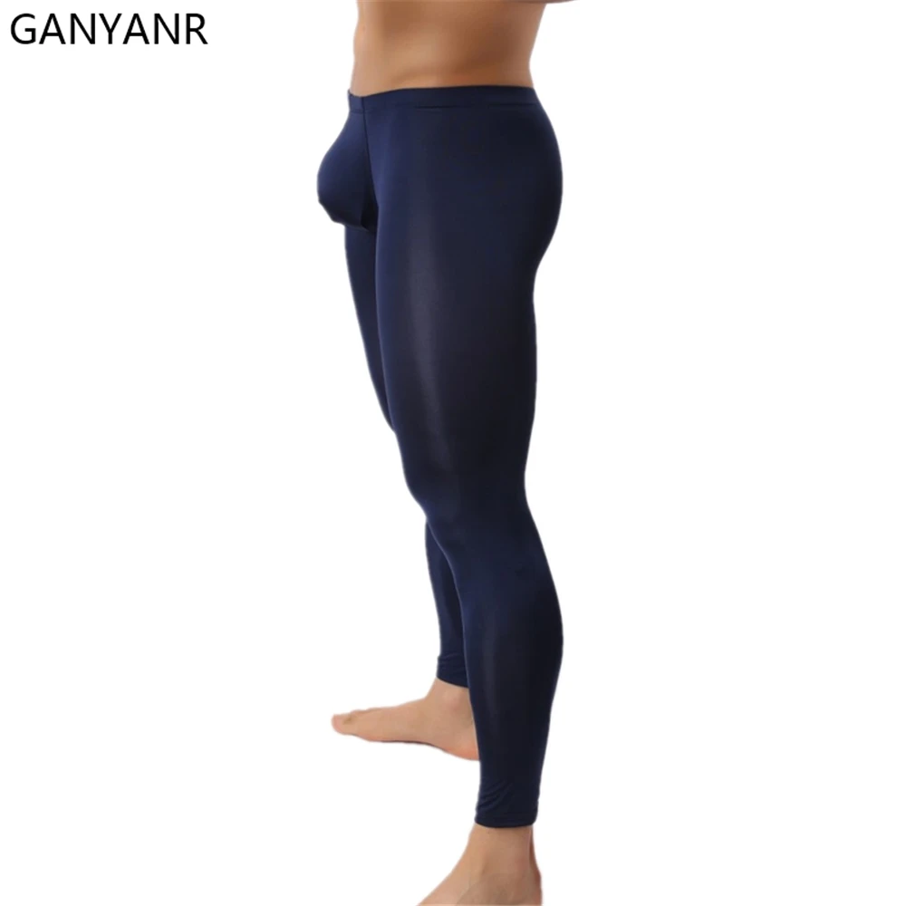 GANYANR Running Tights Men Compression Leggings Gym Sportswear Fitness Sport Pants Sexy Basketball Jogging Exercise Athletic