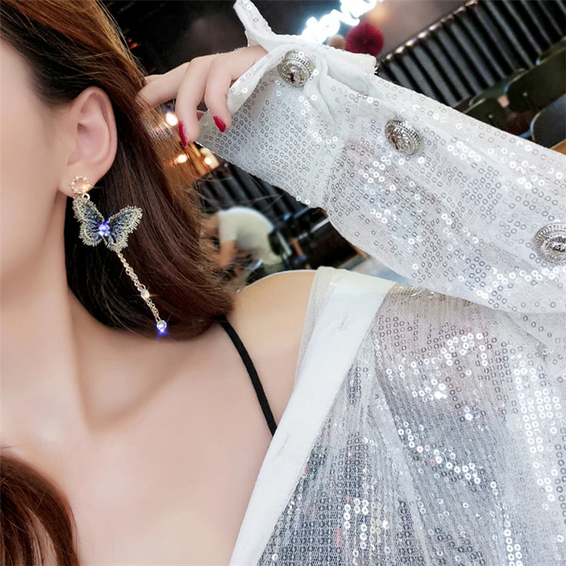 Японские и корейские сетчатые красные Винтажные серьги-бабочки с вышивкой