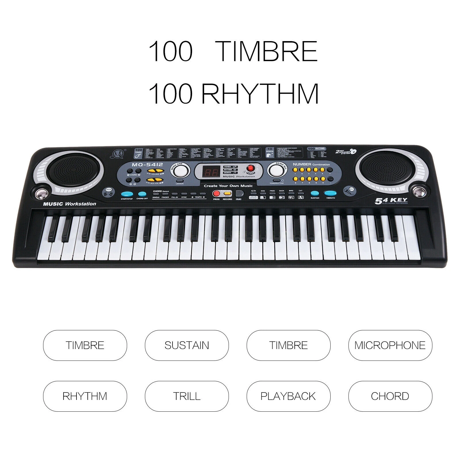 Портативная клавиатура Piano 61 клавиша цифровая музыкальная с микрофоном USB Тип |