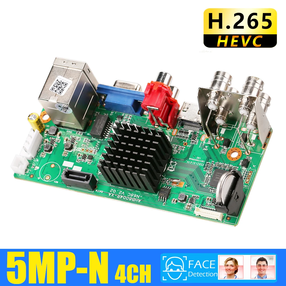 4CH 5 in 1 AHD CVI TVI IP CVBS 5MP-N CCTV DVR Board support Motion Face Detection and 4 Record mode Video surveillance