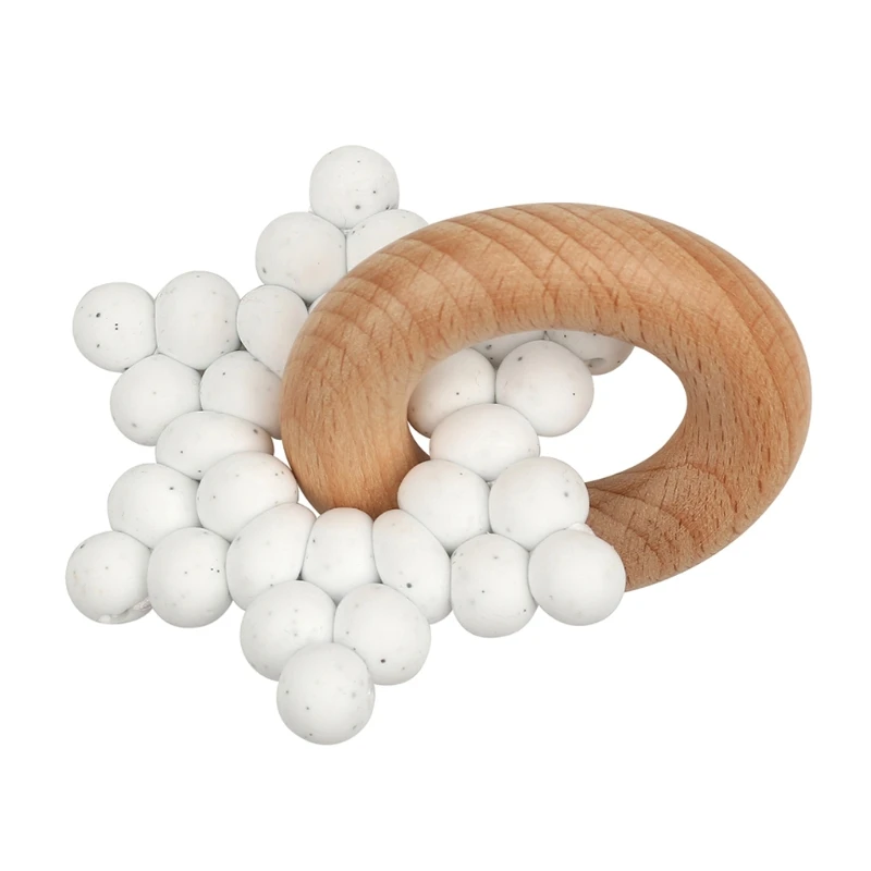 

Silicone Baby Rattle Mobile Toy Wood Teether Infant Intelligence Grasping Nursing Gift Toy L4MC