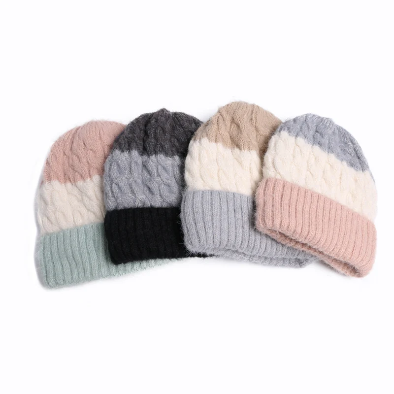 Зимние женские вязаные шапочки шапки модные теплые мягкие Толстая шляпа
