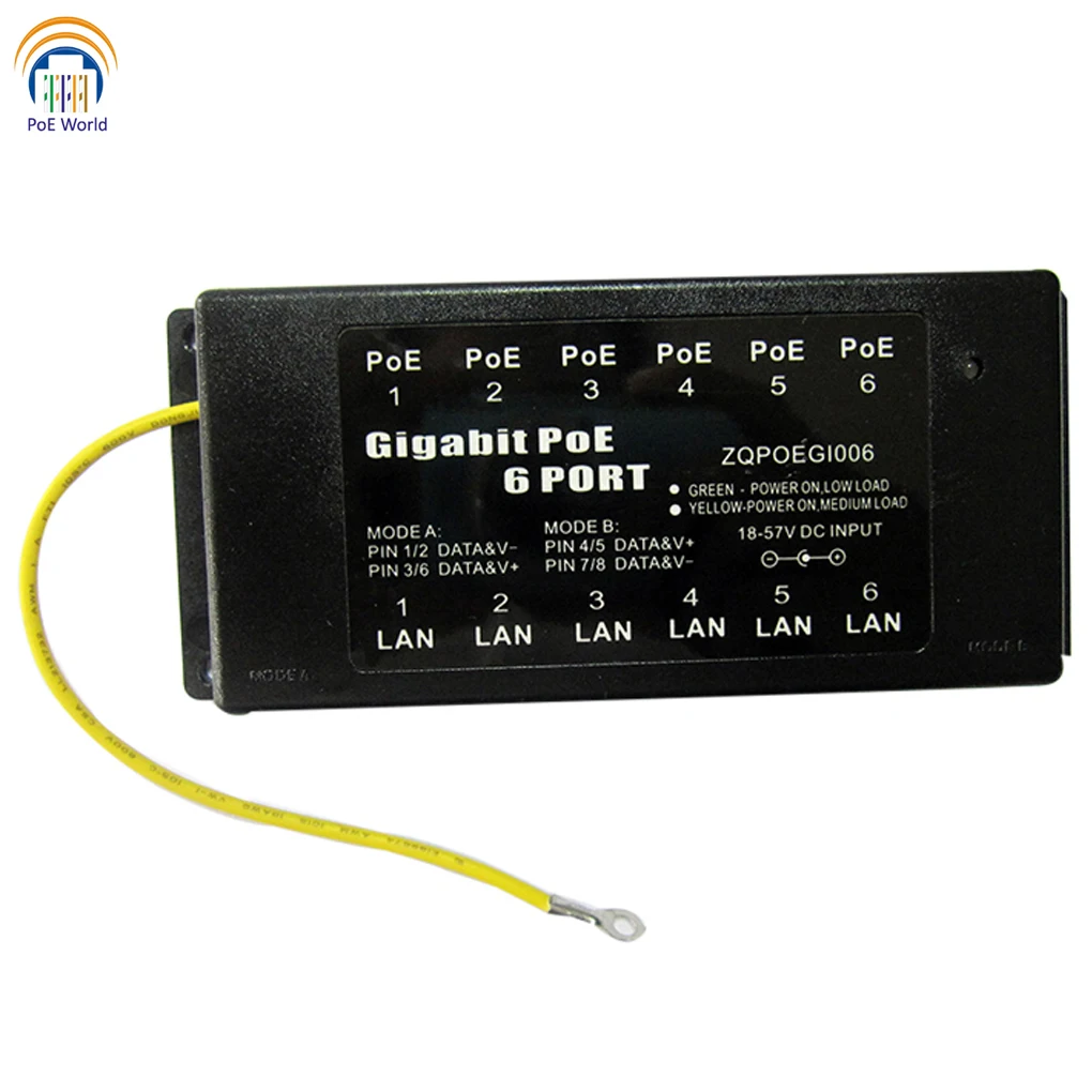 6 портовый гигабитный Инжектор POE Power over Ethernet mode A & B для оси точки доступа Ubiquiti