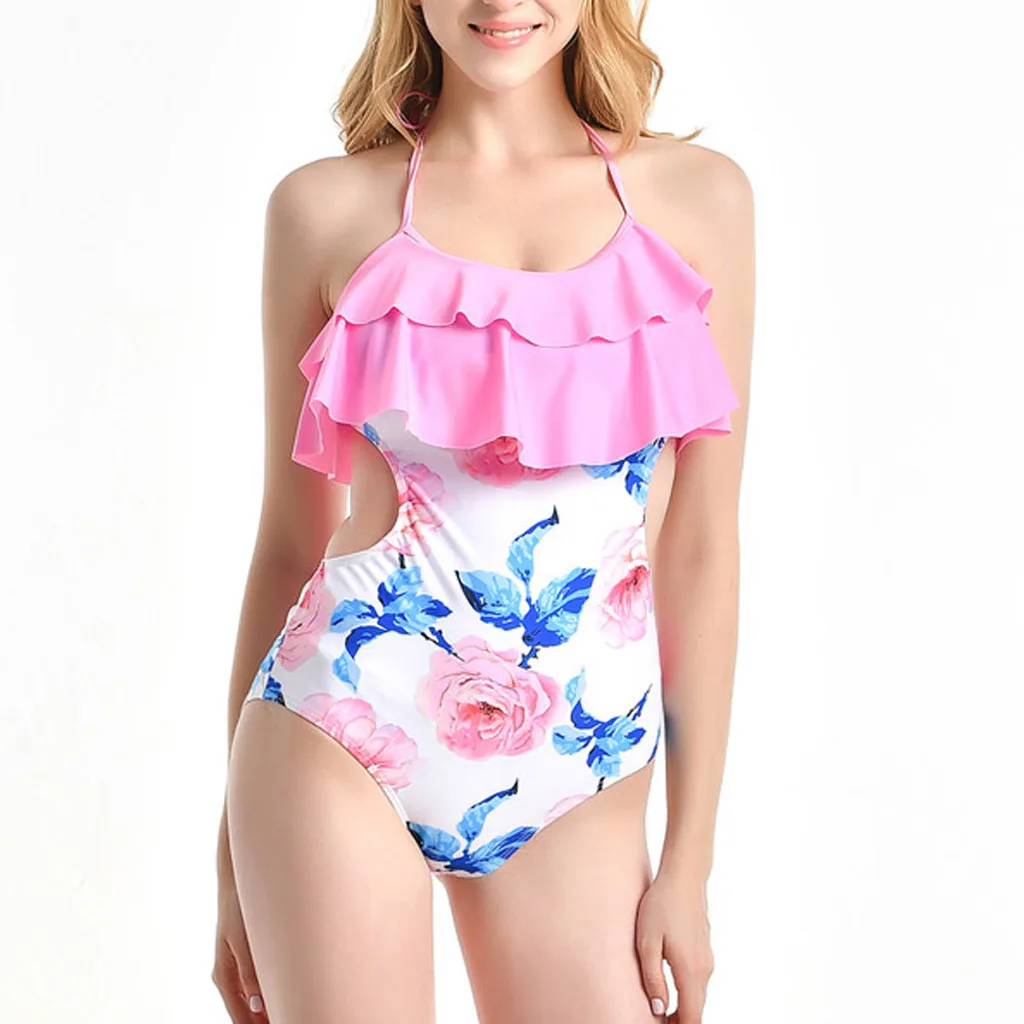 Женские Купальники мама и я женские купальники для маленьких девочек комплект