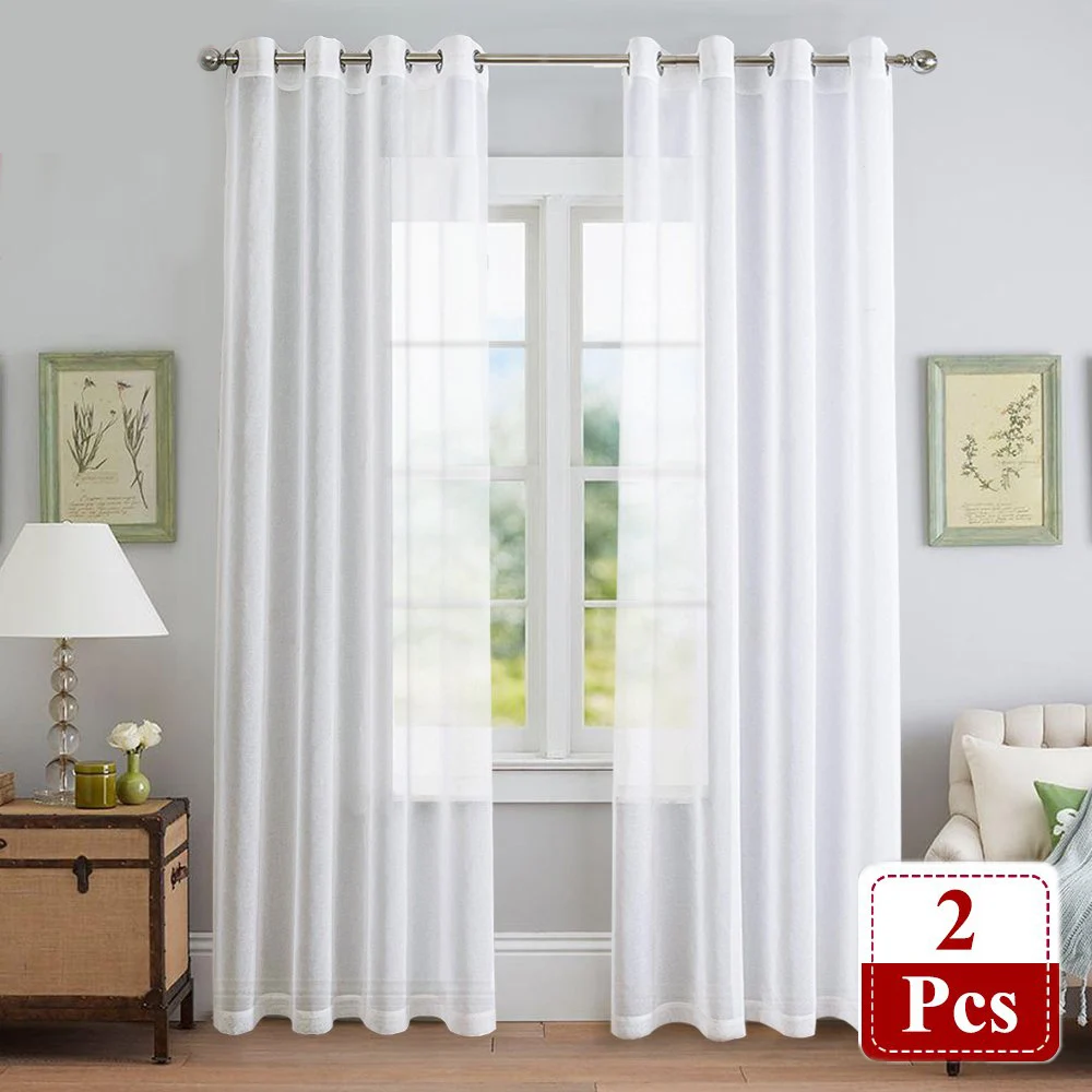 Занавески из белого тюля для гостиной и спальни 2 шт.|Занавески| |