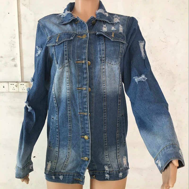 Женские джинсовые куртки с длинным рукавом синее пальто женские осенние зимние