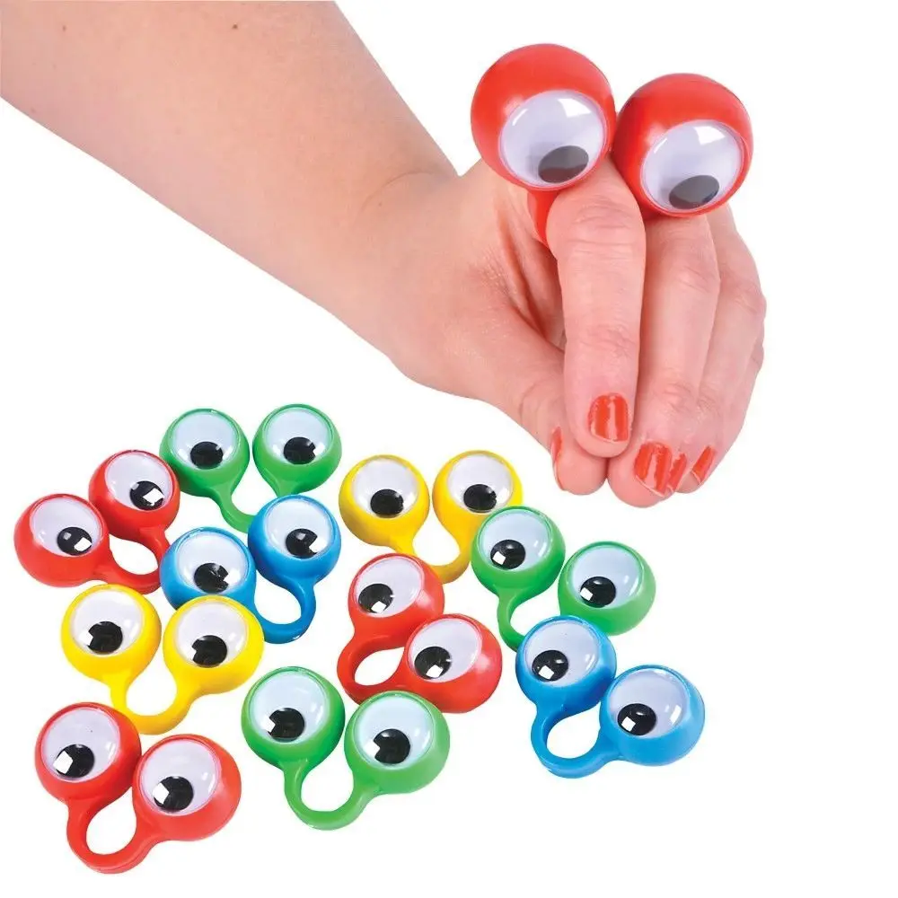 

10 Pcs Halloween Eye Finger Puppets Plastic Rings with Wiggle Eyes Toy Favors for Kids Assorted Colors Gift Toys Pinata Fillers