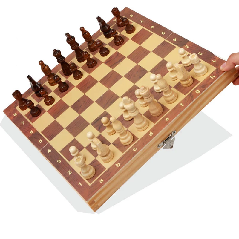 

Магнитный складной международный шахматный деревянный образовательный набор шахматы игрушка для детей Шахматная настольная игра Семейна...