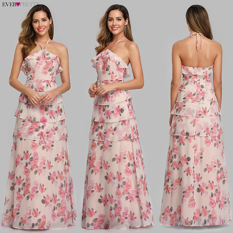 Robe De Soiree Ever красивое пляжное платье EP07242 элегантное ТРАПЕЦИЕВИДНОЕ вечернее платье с цветочным принтом длинное летнее платье в стиле бохо vestido de festa