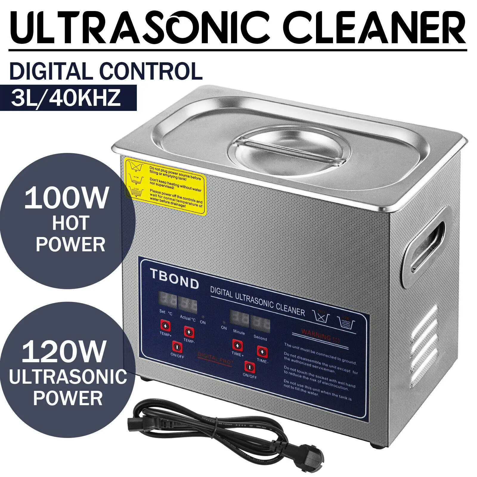 3L Ultrasonic Cleaner Portable Washing Polisher Machine Mini Dishwasher Lave-Dishes Ultrasound Bath Sonic for Home Appliance