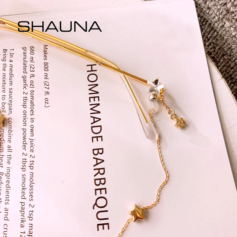 SHAUNA Ins популярная модная звезда Хрустальная подвеска без линз плоская