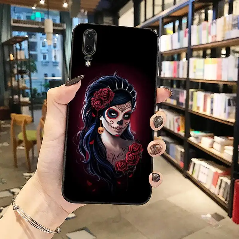 

Skull tattoo art girl horror Phone Case For Huawei honor Mate P 10 20 30 40 Pro 10i 9 10 20 8 x Lite
