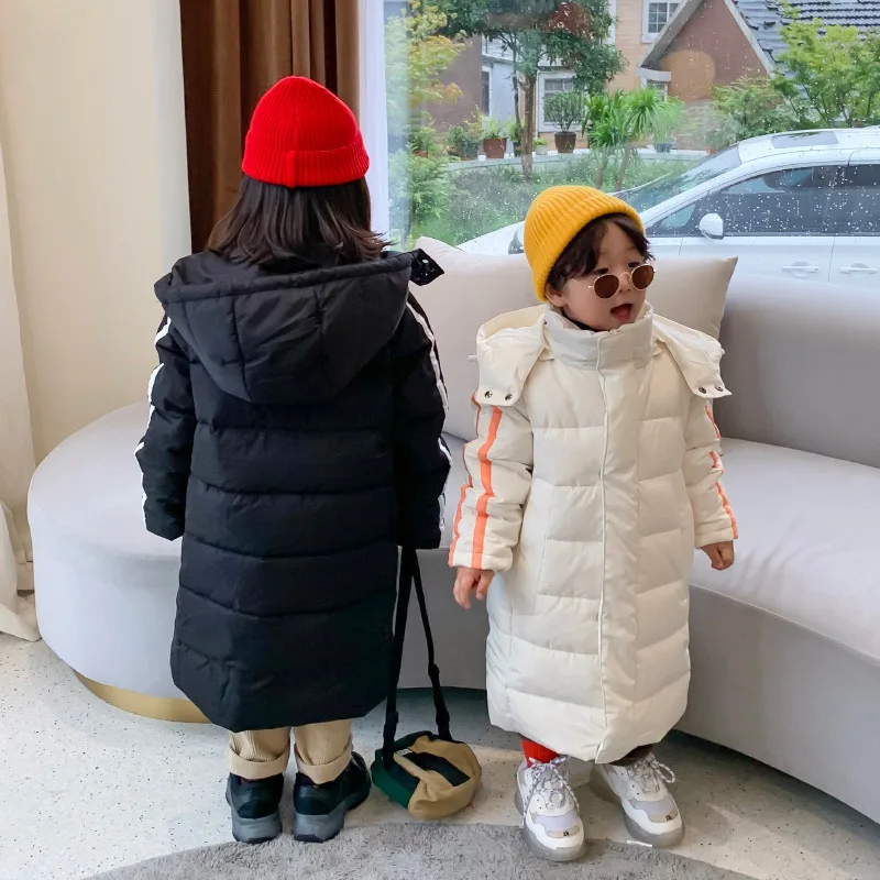 Детское хлопковое пальто теплое зимнее с капюшоном для мальчиков и девочек 3 9 лет