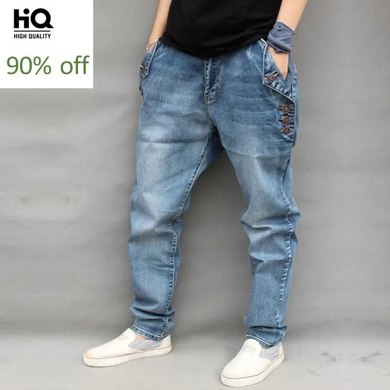 Джинсы с флисовой подкладкой для мужчин свободный крой зима размера плюс 7XL