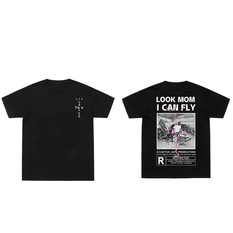 

New LOOK MOM I CAN FLY Letter Logo Print T-shirt Cactus Jack T Shirts Men Women Personality Tee Travis Scott Tshirt Short Sleeve
