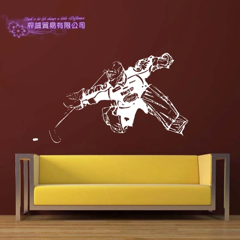Наклейки на стену с хоккеем и шайбой Виниловая наклейка домашний декор