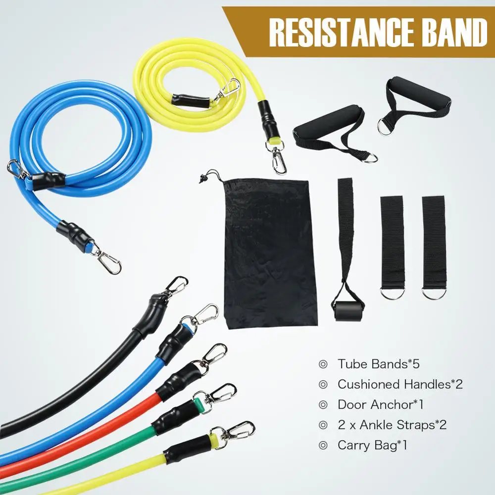 11 шт. фитнес Тяговая веревка Резистентные ленты латексная сила тренажеры для