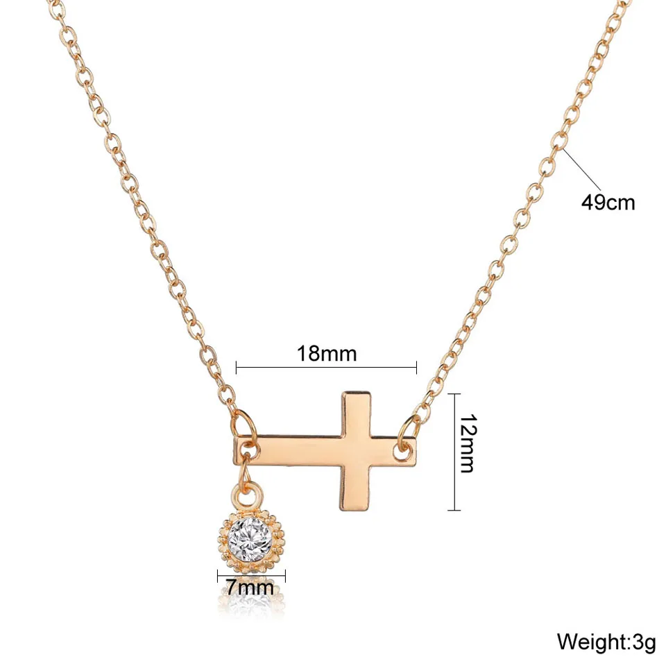 Классическая Женская Золотая цепочка ожерелье с крестом и блестящим кристаллом