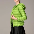 Куртка женская короткая, весна-осень 2020, Ультралегкая, тонкая, на молнии, однотонная, с капюшоном
