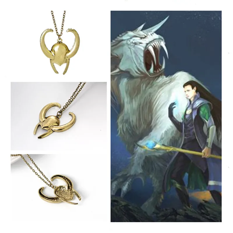Лидер продаж супергерой Loki ожерелье со шлемом свитер цепочка косплей Loki's horn Mask