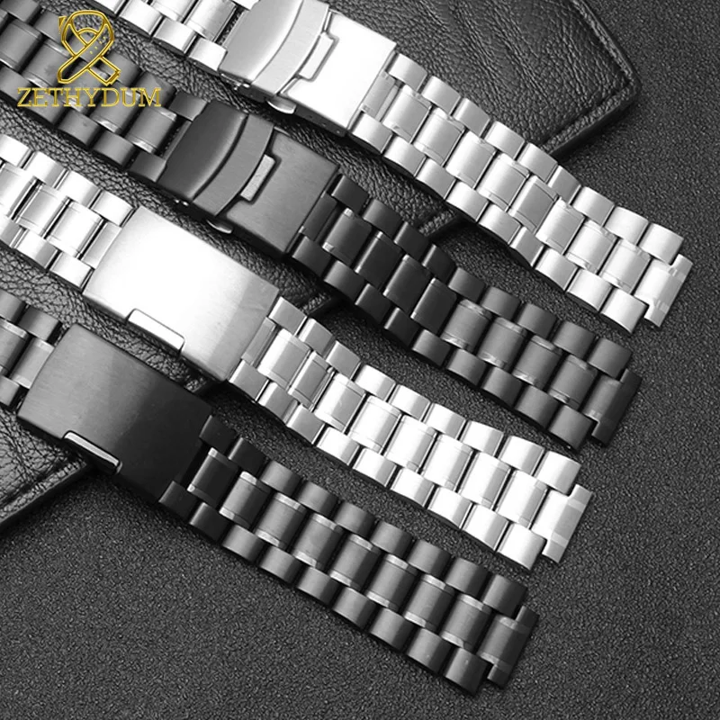 Твердый ремешок из нержавеющей стали для часов timex T2N720 T2N721 T2N739 ремешок для часов серебристый черный браслет 24*16 мм металлический ремешок для часов