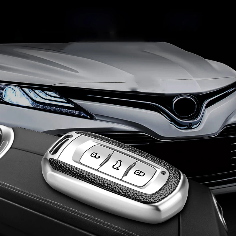 Цветной чехол для автомобильного ключа из ТПУ и кожи Geely Atlas Boyue NL3 EX7 Emgrand X7 EmgrarandX7 SUV