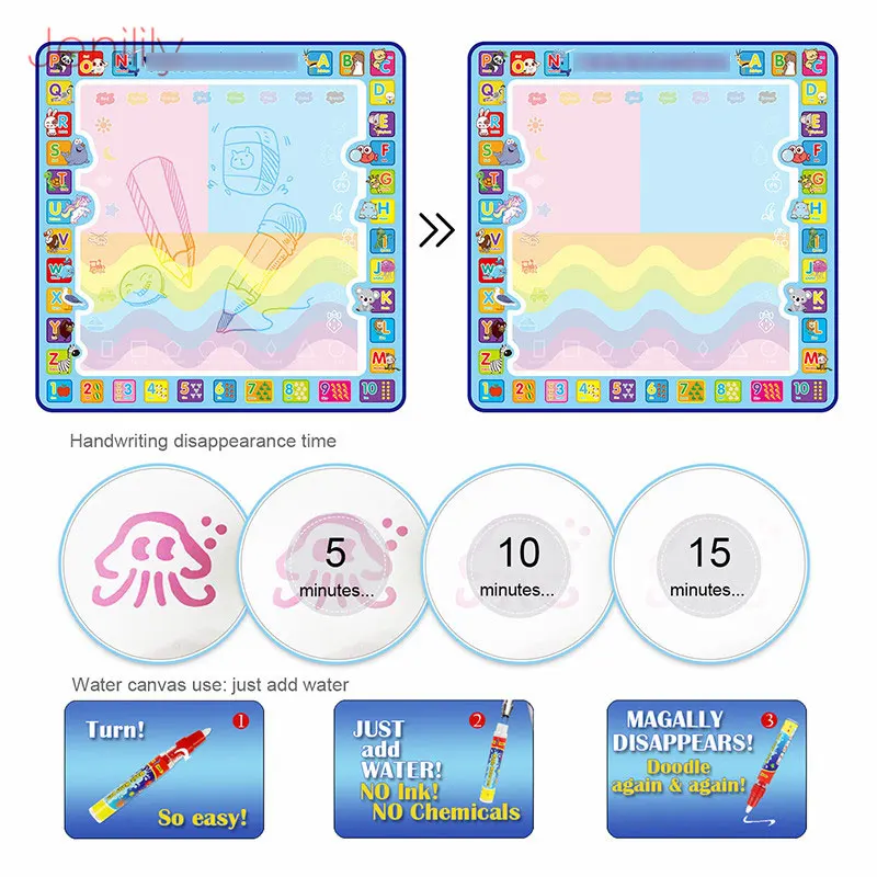 100*100 см Большой размер доска для рисования водой коврик с ручкой нетоксичные