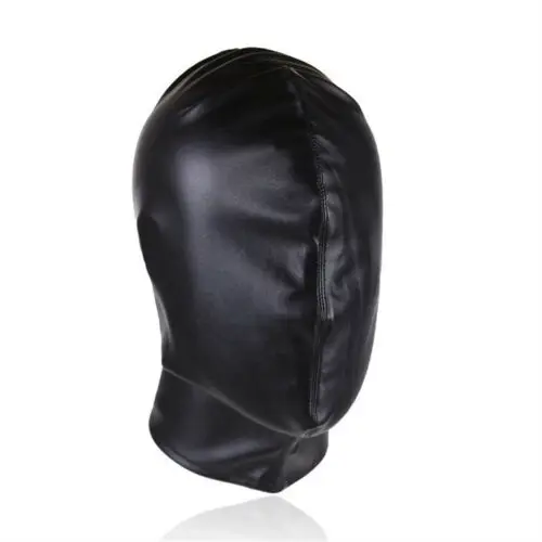 

Leather Full Covered Bondage Harness Mask Head Hood Blindfold Headgear Restraint