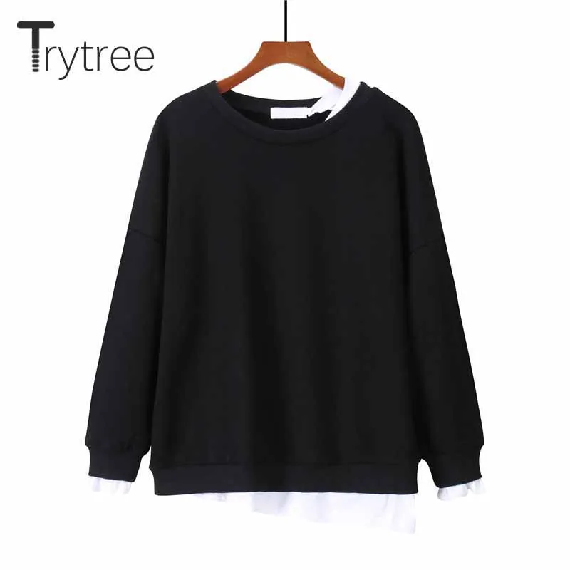 Trytree 2019 осенне зимние женские повседневные пуловеры толстовка с круглым вырезом
