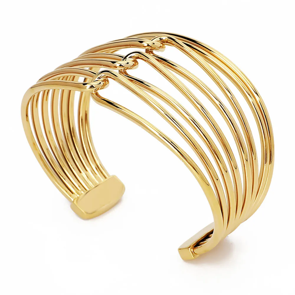 

VAROLE Simple Lines Hollow Out Bracelet For Women Gold Color Bangles Pulseras Mujer Party Fashion Jewelry Wholesale