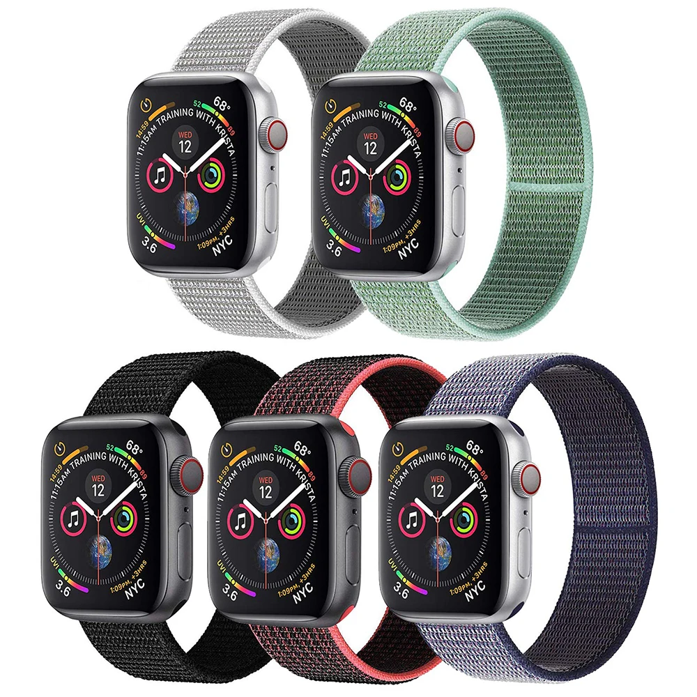 Нейлоновый ремешок для часов для Apple Watch Series 3 2 1 38 мм 42 мм мягкая дышащая Замена Спортивная петля для Iwatch Series 4 5 44 мм 40 мм