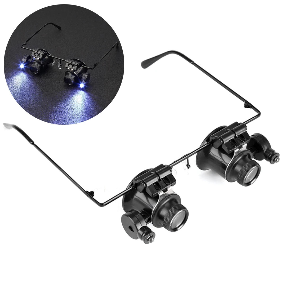 

20X Wearable Magnifier Magnifying Eye Glass Loupe With LED Light For Jeweler Watch Repair