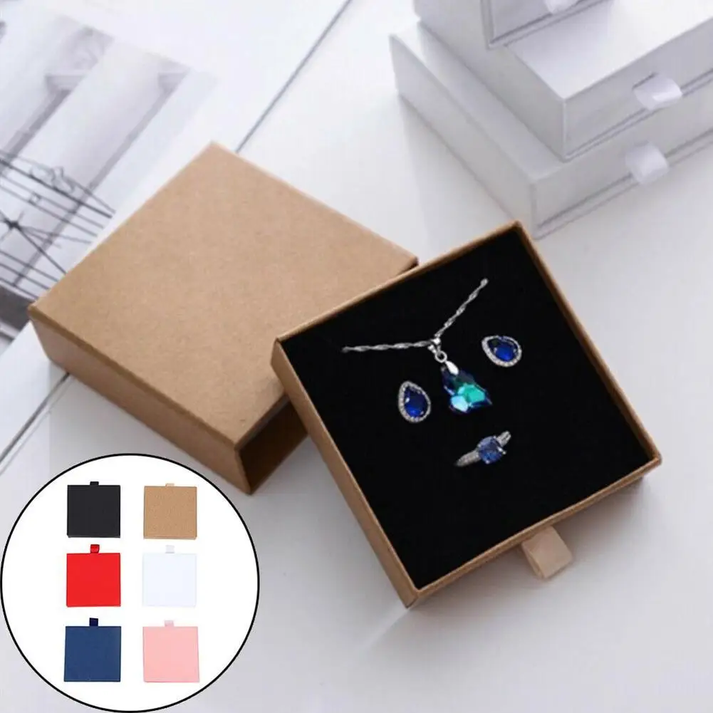 

Kraft Paper Drawer Jewelry Box Necklace Earring Bracelet Brooches Packaging Case Jewelry Storage Gift Paper Boxes Dropshipping