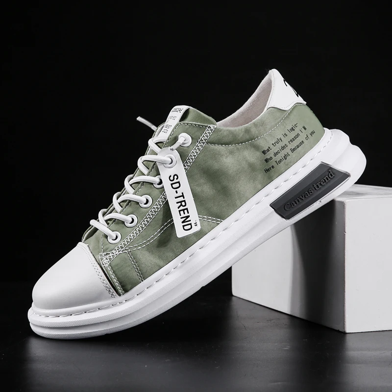 

Mens Casual Shoes Lightweight Lace Up Canvas Nice Spring Pop Style Platform Male White Shoes Man Leishure Footwear Men Sneakers
