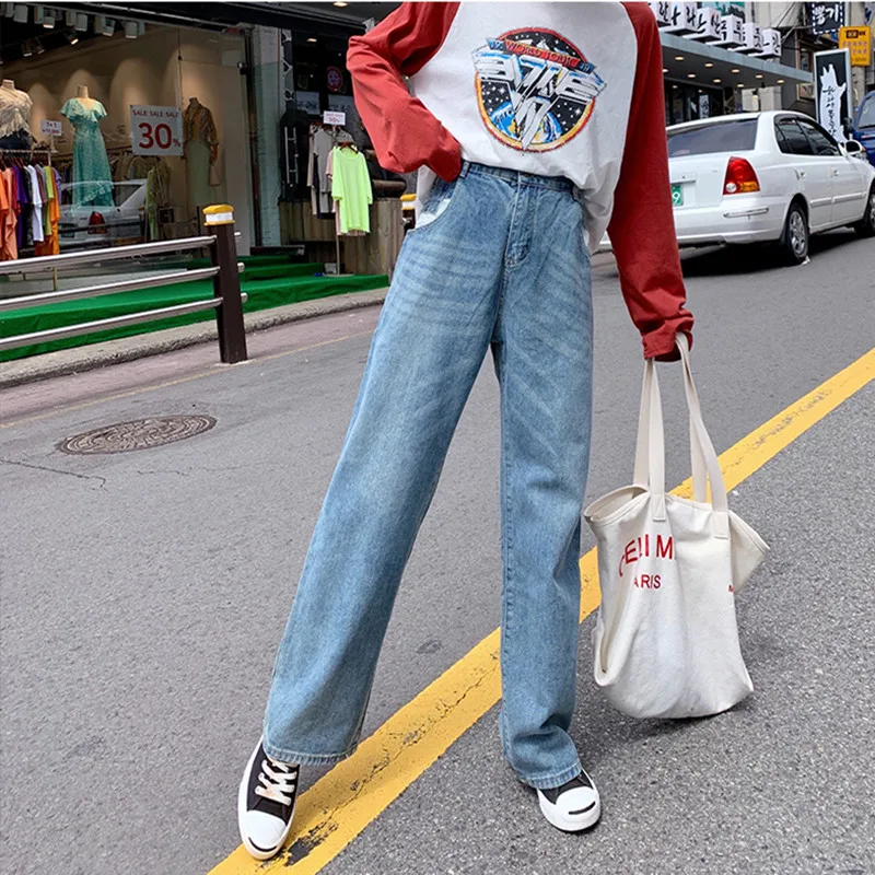 

Woman Jeans High Waist Clothes Wide Leg Denim Clothing Blue Streetwear Vintage Quality 2020 Fashion Harajuku Straight Pants