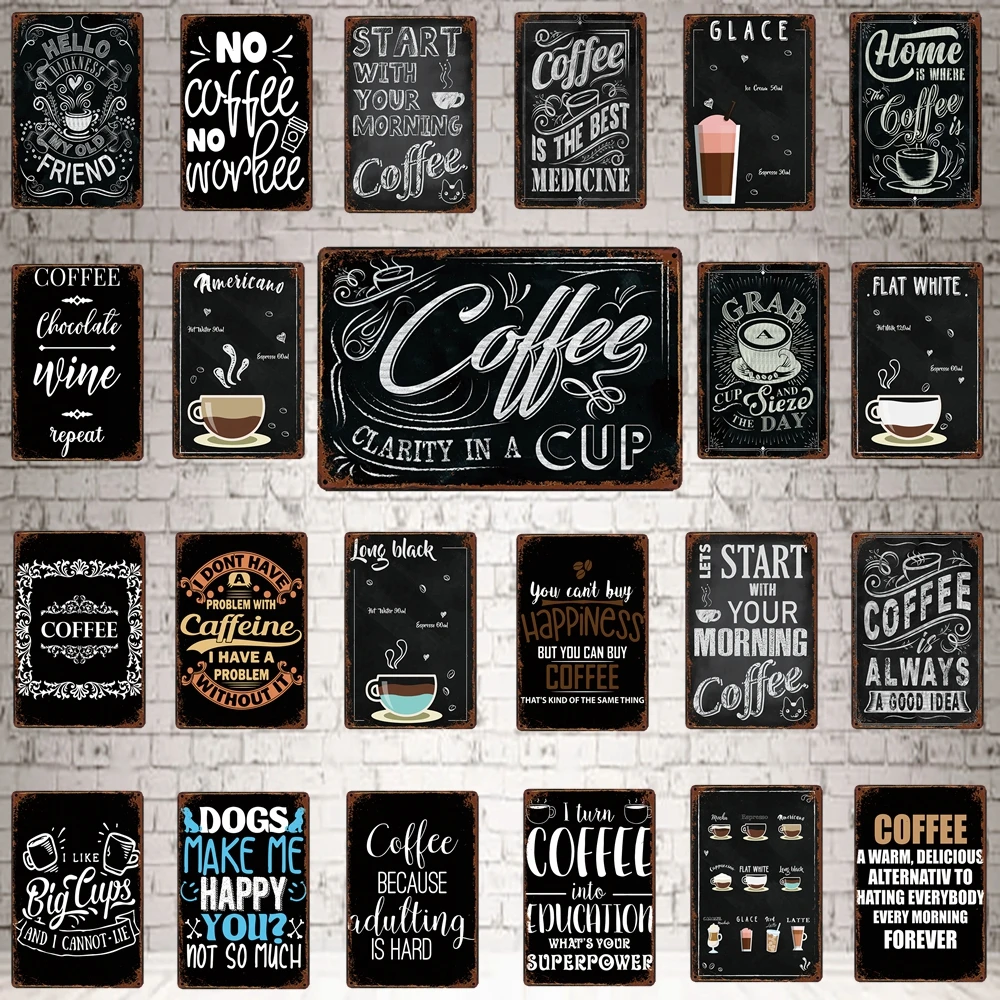 

[YZFQ] Coffee Tin Signs Metal Plate Wall Pub Kitchen Restaurant Home Art Decor Vintage Iron Poster Cuadros TP-448A