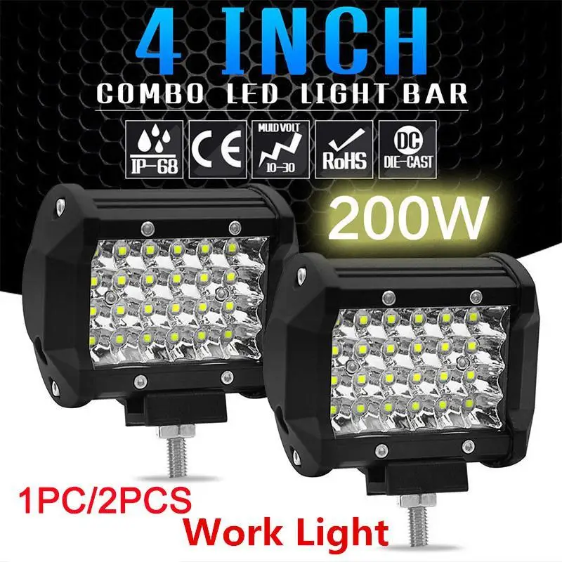 

1/2pcs 4" LED Combo Work Lights Bar Spotlight Off-road Driving Spot Flood Fog Lamp for Truck Boat SUV 12V 24V Headlight for ATV