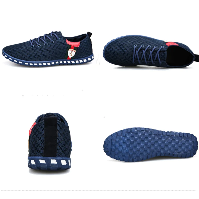 Men Casual Shoes 44 New Arrival Breathable Mesh Flats Shoes Men Loafers Slip On Mens Driving Shoes Trainers Laceup Running Shoes